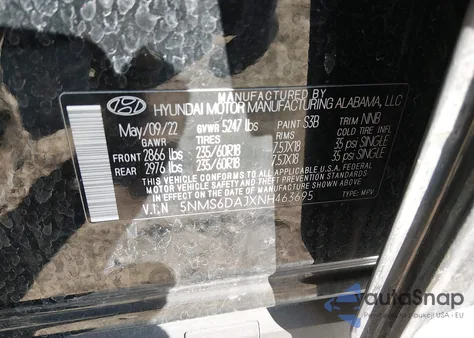 2022 Hyundai Santa Fe Xrt z USA, uszkodzony, nr VIN 5NMS6DAJXNH463695